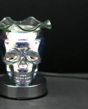 6" Silver Skull 3D Laser Engraved Glass Touch Sensor Light with Scented Wax Glass Holder