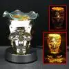 6" Yellow Skull 3D Laser Engraved Glass Touch Sensor Light with Scented Wax Glass Holder