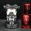 6" Red Skull 3D Laser Engraved Glass Touch Sensor Light with Scented Wax Glass Holder