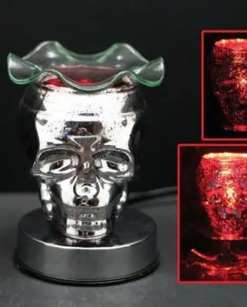 6" Red Skull 3D Laser Engraved Glass Touch Sensor Light with Scented Wax Glass Holder