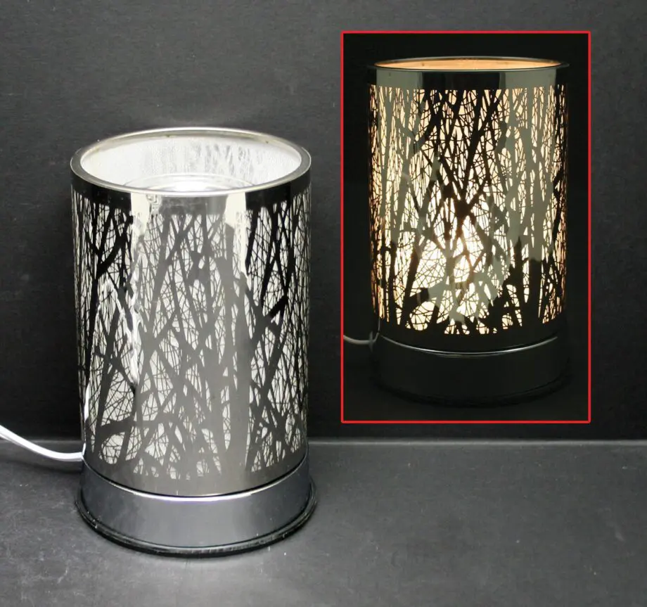 7" Silver Forest Touch Sensor Lamp with Scented Oil Holder