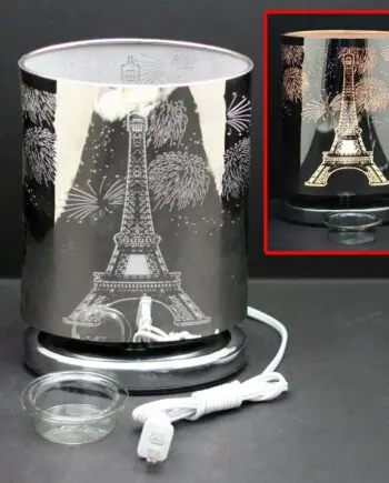 9" Silver Eiffel Tower Oval Shaped Touch Sensor Light with Scented Wax Glass Holder