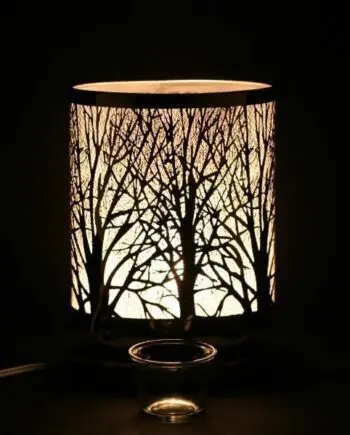 9" Silver Forest Touch Sensor Oval Shaped Lamp with Scented Wax Glass Holder