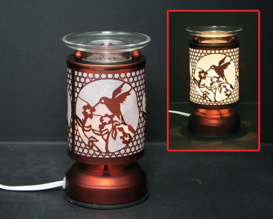 6.5" Hummingbird Copper Finish Touch Sensor Lamp with Scented Wax Glass Holder