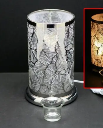 9.5"Silver Feather Touch Sensor Light with Scented Wax Glass Holder