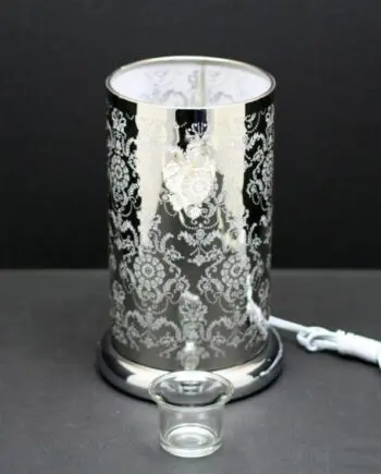 9.5" Silver Lotus Design Touch Sensor Light with Scented Wax Glass Holder