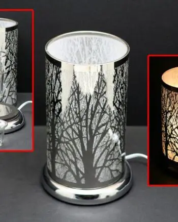 9.5" Silver Forest Design Touch Sensor Light with Scented Wax Glass Holder