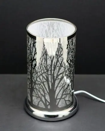 9.5" Silver Forest Design Touch Sensor Light with Scented Wax Glass Holder