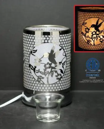 7" Silver Hummingbird Touch Sensor Light with Scented Wax Glass Holder