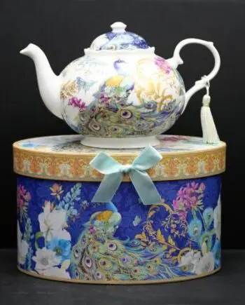 1000ml Peacock Design Bone China Tea Pot in an Elegant Gift Box