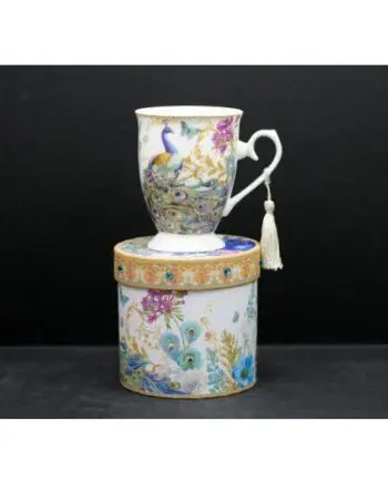 10 oz. Peacock Design Bone China Royal Mug in a Gift Box