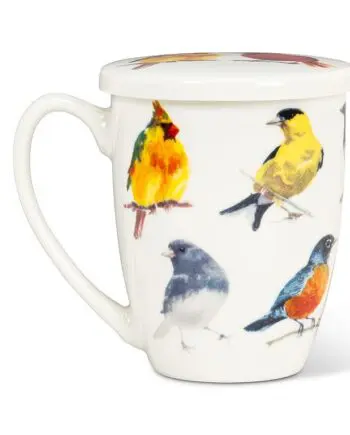 12 oz. North American Birds Covered mug with Strainer