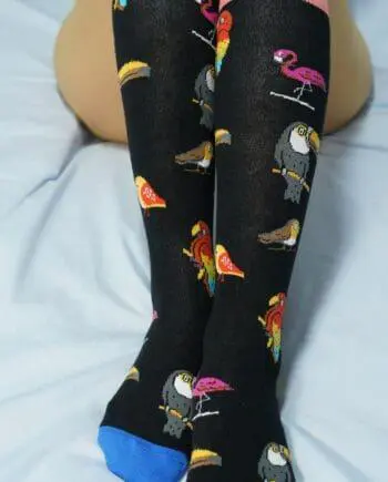 "Wild Birds" Women's Knee High Socks by Socks n Socks