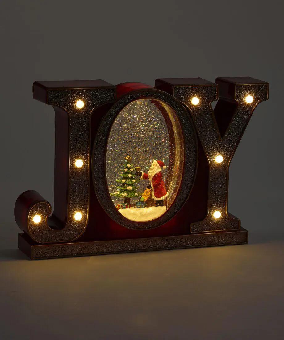 7" LED JOY Christmas Water Lantern with Santa