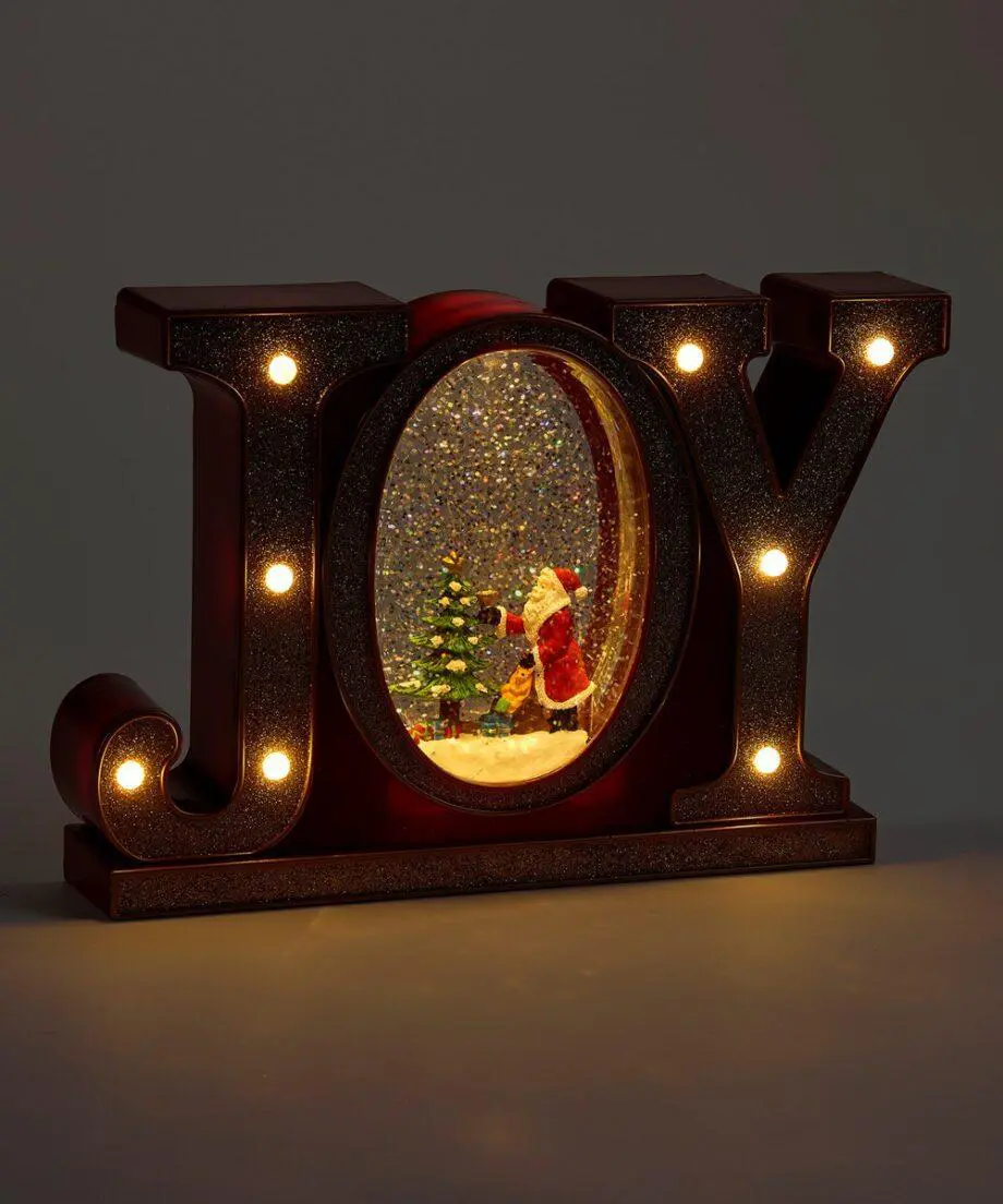 7" LED JOY Christmas Water Lantern with Santa