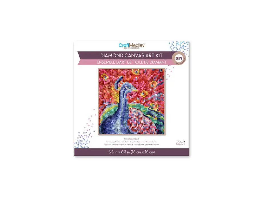 6.3" x 6.3" Peacock Diamond Art Kit by Craft Medley