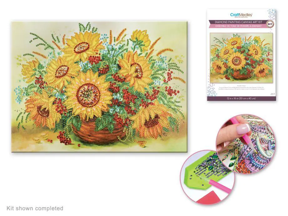 12"x 16" Sunflower Pot Diamond Art Kit by Craft Medley