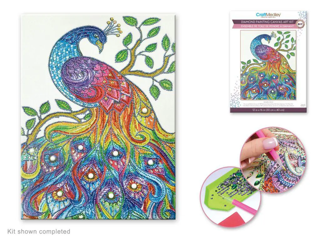 12"x 16" Peacock Diamond Art Kit by Craft Medley
