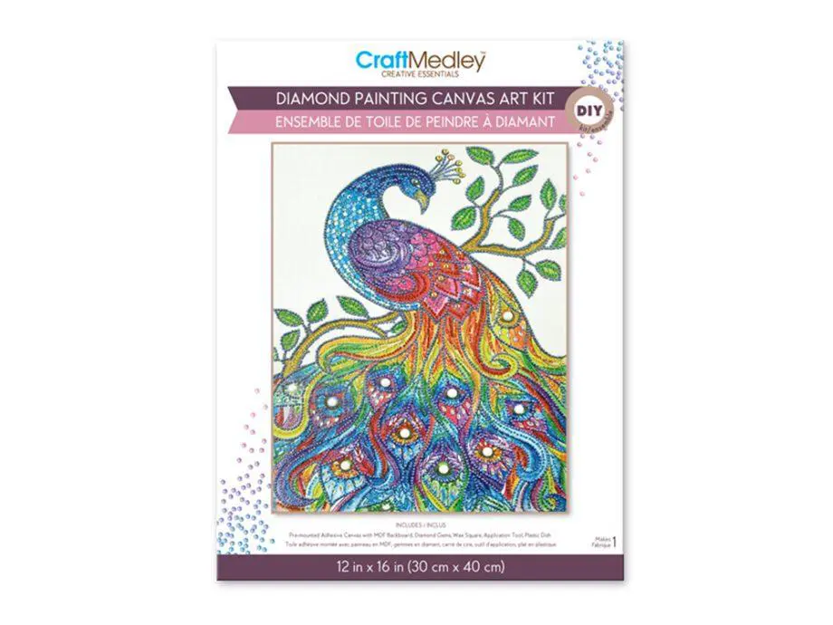 12"x 16" Peacock Diamond Art Kit by Craft Medley