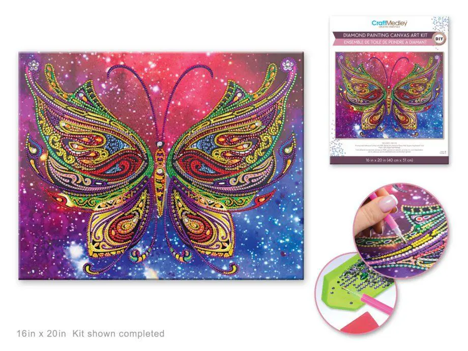 16"x 20" Butterfly Diamond Art Kit by Craft Medley