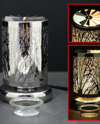 7.5" Silver Forest Carousel Touch Sensor Light with Scented Wax Glass Holder