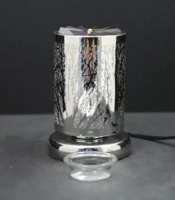 7.5" Silver Forest Carousel Touch Sensor Light with Scented Wax Glass Holder