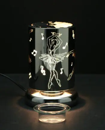 7.5" Silver Dancer Carousel Touch Sensor Light with Scented Wax Glass Holder