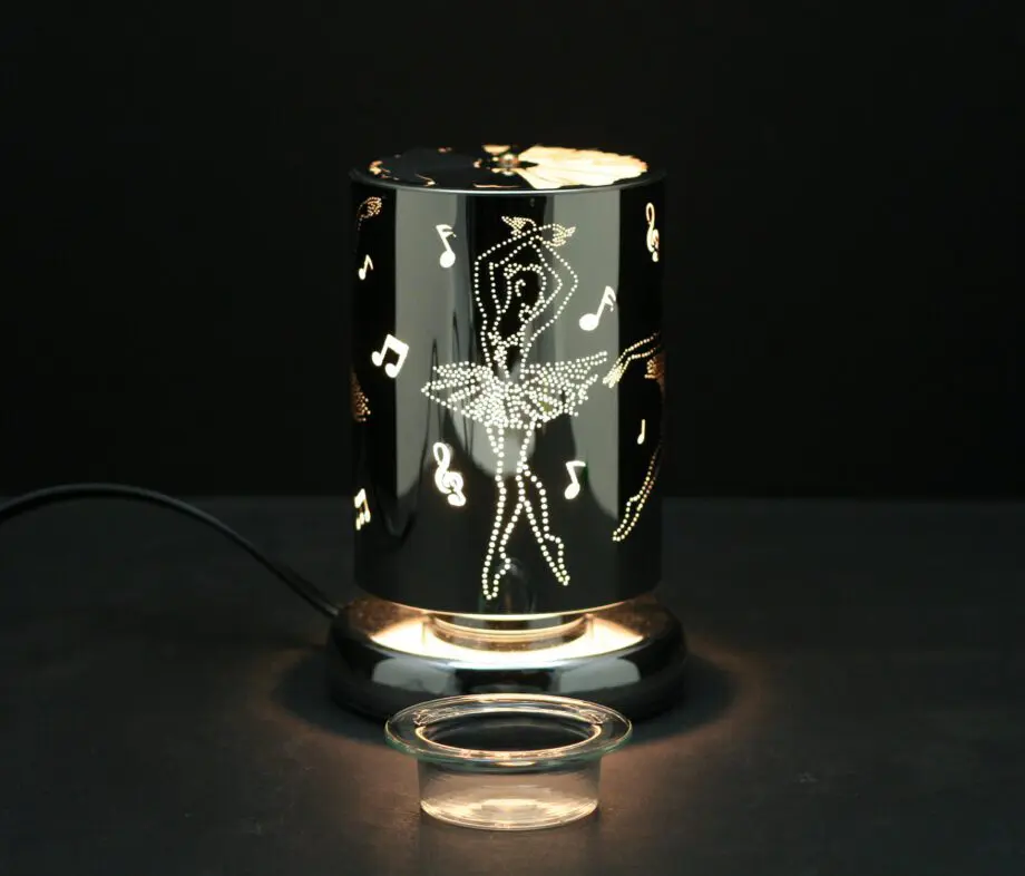 7.5" Silver Dancer Carousel Touch Sensor Light with Scented Wax Glass Holder