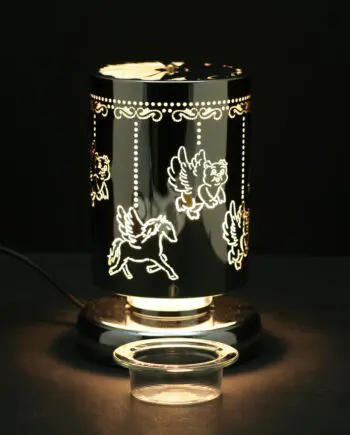 7.5" Silver 3 Piglets Carousel Touch Sensor Light with Scented Wax Glass Holder