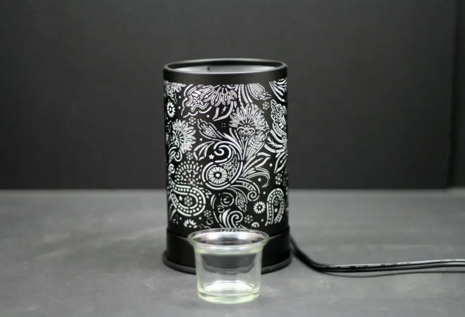 7.5" Secret Garden Black Style Aluminum Touch Sensor Lamp with Scented Wax Glass Holder