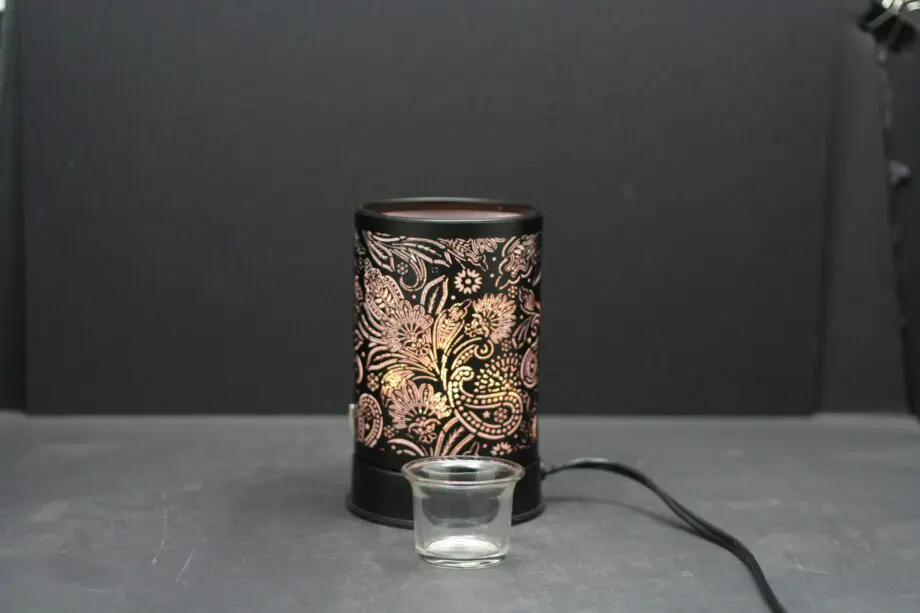 7.5" Secret Garden Black Style Aluminum Touch Sensor Lamp with Scented Wax Glass Holder