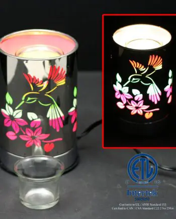 7" Rainbow Hummingbird Design Touch Sensor Light with Scented Wax Glass Holder