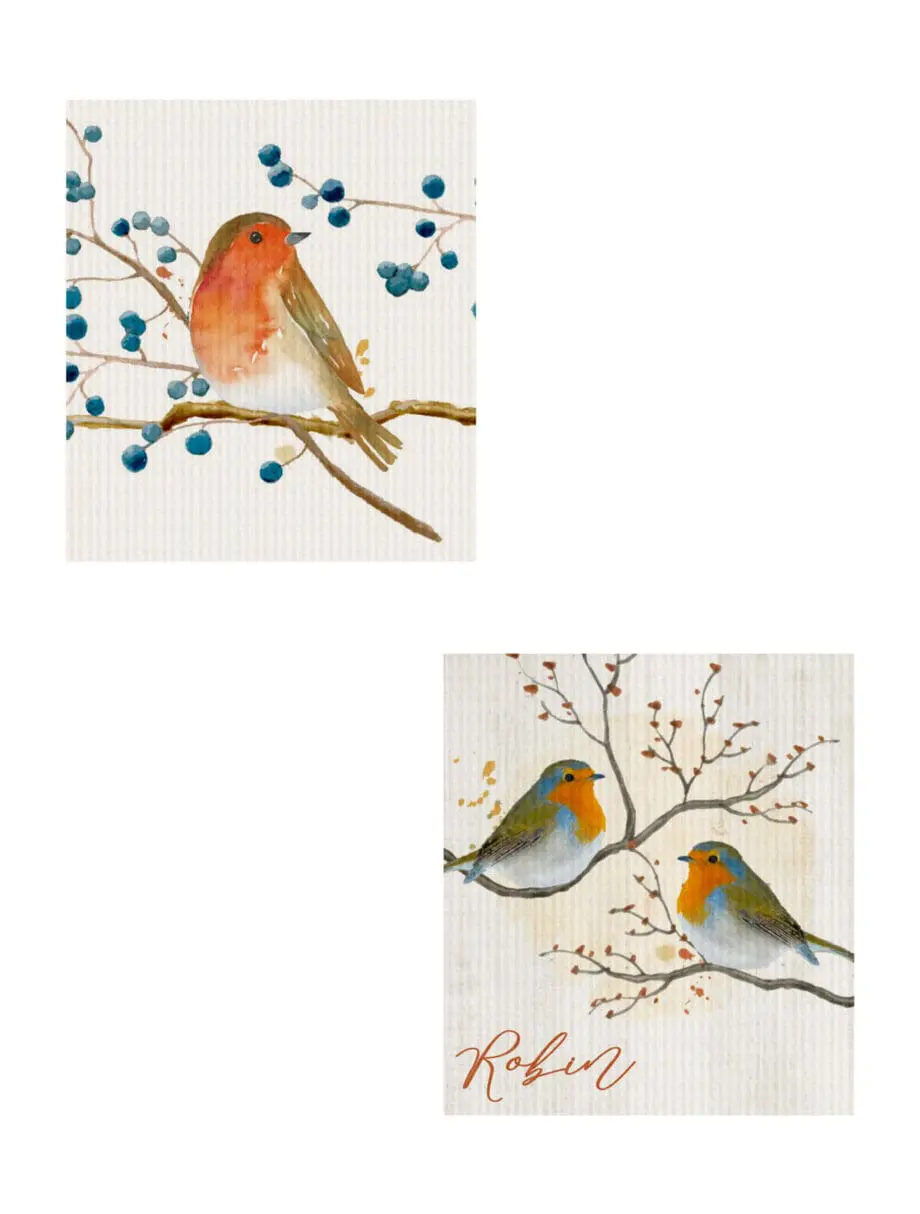 7.6" x 6.7" Robin Reusable Dishcloths Set of 2