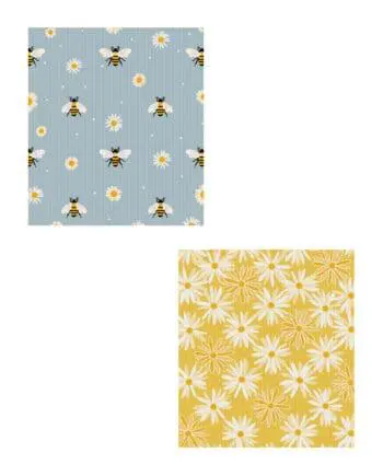 7.6" x 6.7" Bee & Floral Reusable Dishcloths Set of 2