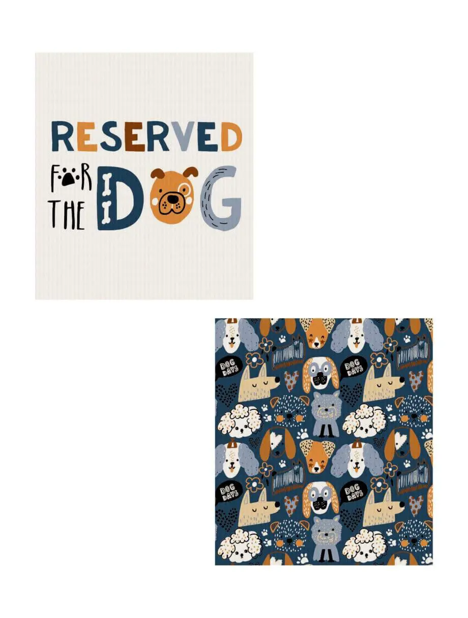 7.6" x 6.7" Dog Sentiment Reusable Dishcloths Set of 2