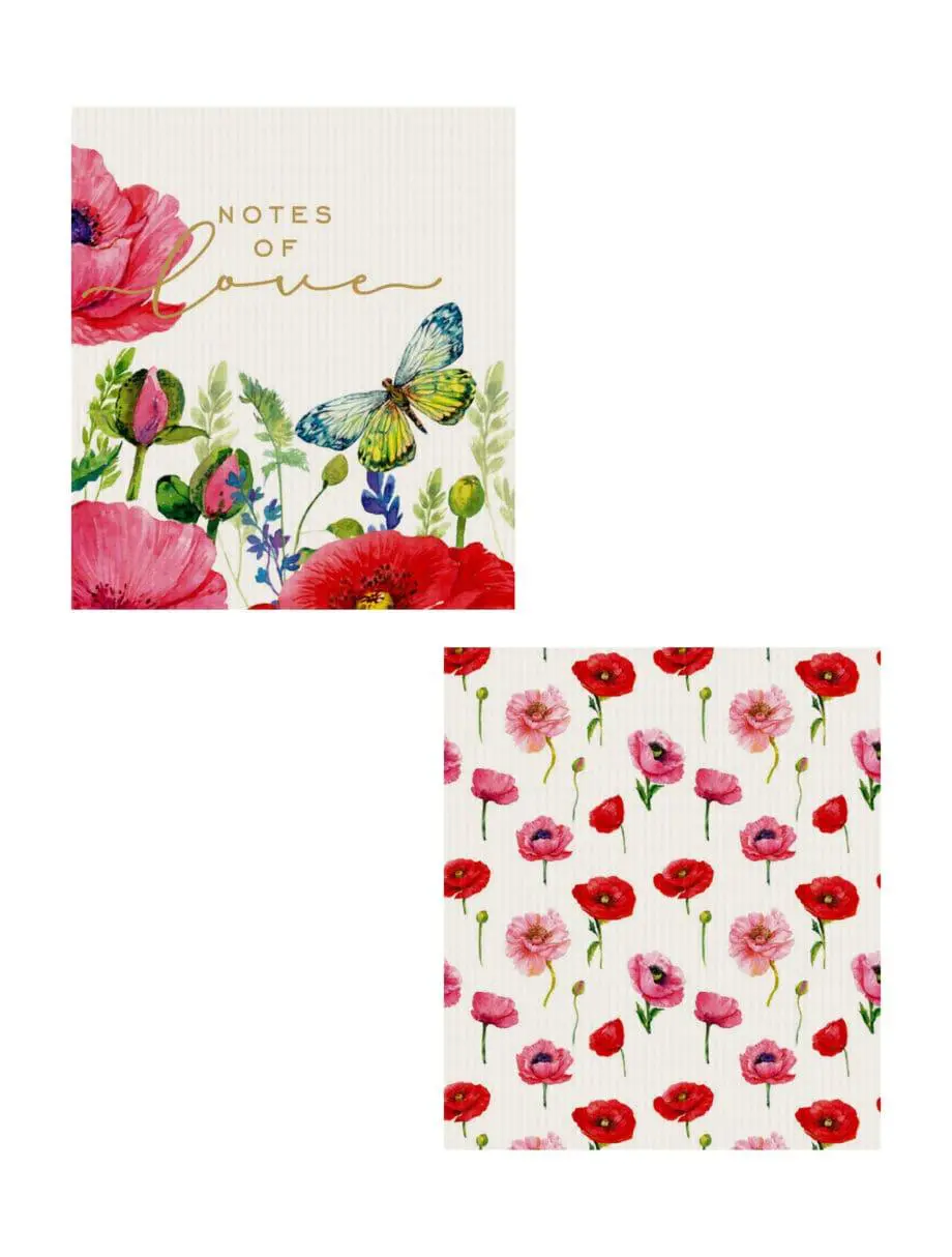 7.6" x 6.7" Floral Note of Love Reusable Dishcloths Set of 2