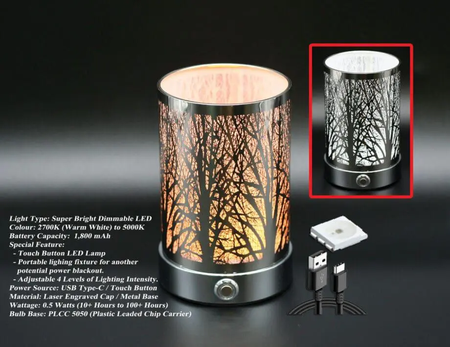 7" Forest Design LED Aluminum Touch Button Lamp