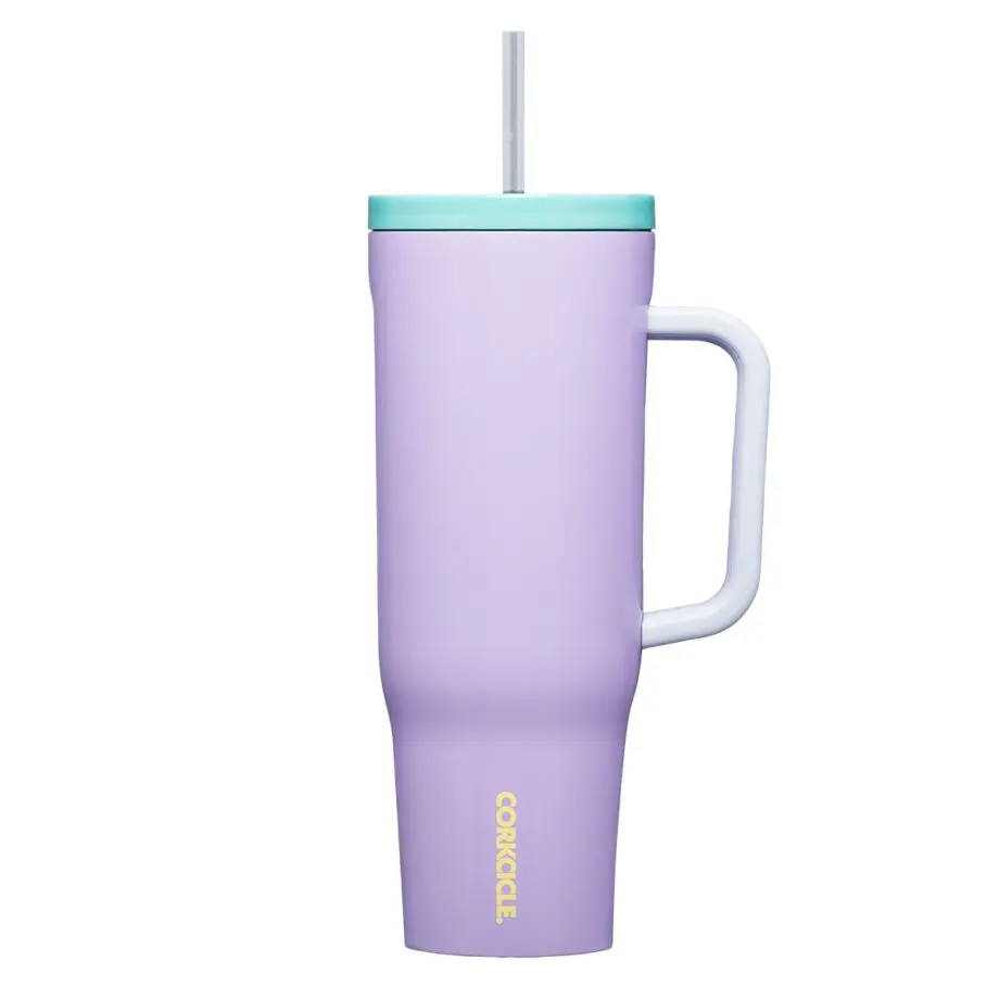 Corkcicle 40oz Cruiser Purple Dolphin Tumbler with Handle and Straw