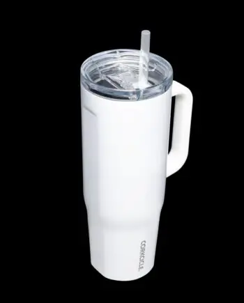 Corkcicle Cruiser 40oz Tumblers with Handle and Straw Gloss White