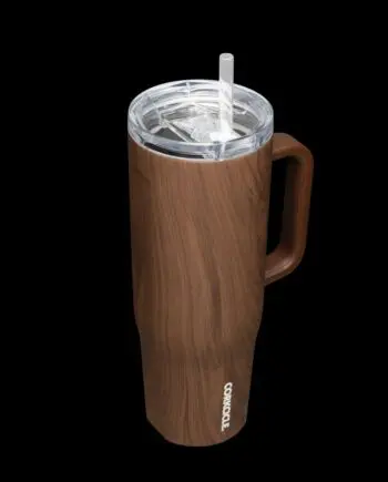 Corkcicle 40oz Cruiser Walnut Wood Tumbler with Handle and Straw