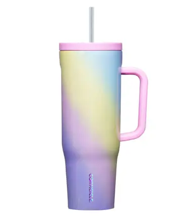 Corkcicle 40oz Cruiser Rainbow Unicorn Tumbler with Handle and Straw