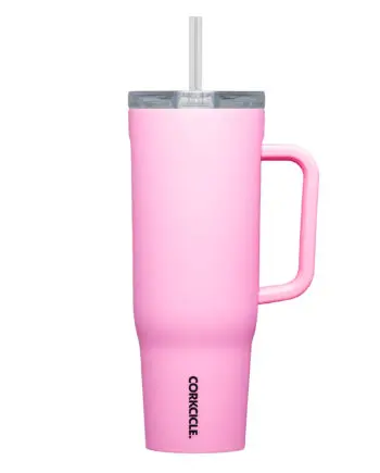 Corkcicle 40oz Cruiser Sun-Soaked Pink Tumbler with Handle and Straw