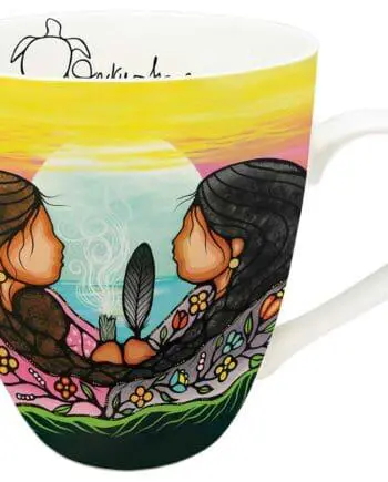 Sharing Knowledge Signature mug by Indigenous Collection artist Jackie Traverse