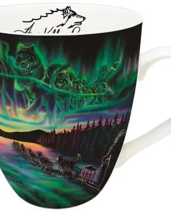 Sky Dance - Traditional Pathways Signature Mug (dog Sleighs) by Indigenous artist Amy Keller-Rempp