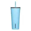 Corkcicle 24 oz Cold Cup Santorini Light Blue Tumbler with straw