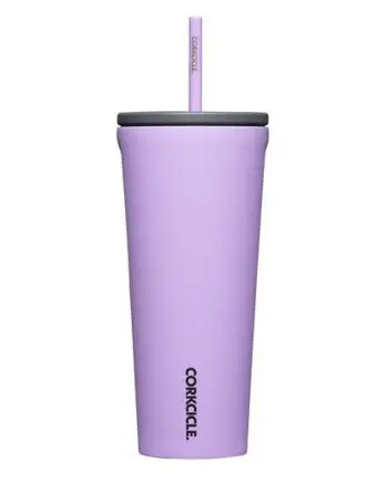 Corkcicle 24 oz Cold Cup Sun-Soaked Lilac Tumbler with straw