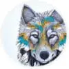 59" Alpha (Wolf) Round Bath & Beach Towel designed by Indigenous Artist Micqaela Jones