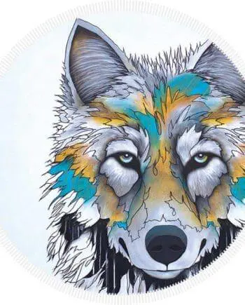 59" Alpha (Wolf) Round Bath & Beach Towel designed by Indigenous Artist Micqaela Jones