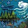 50x70cm Tranquility Microfiber Tea Towel designed by Indigenous Artist William Monague