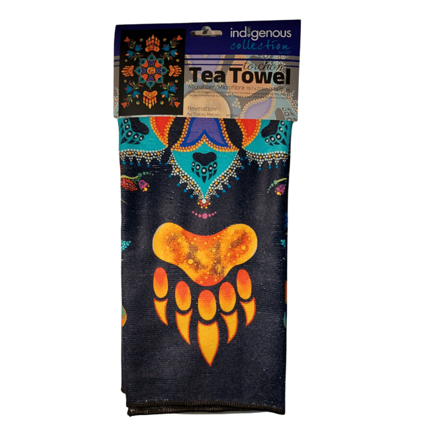 50x70cm Revelation Microfiber Tea Towel designed by Indigenous Artist Tracey Metallic